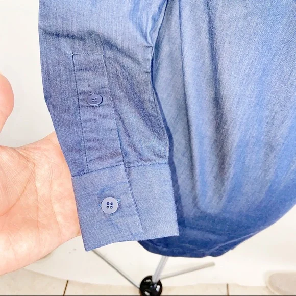 Kate Spade Blue Chambray Wrap Long Sleeve Dress - Picture 5 of 9